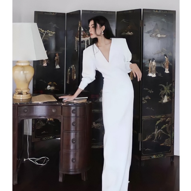 Váy Đôn Vai Cổ V Dáng Dài Eclipse Clothing