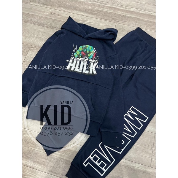 Bộ nỉ áo hoôdie Hulk dư xịn cho bé