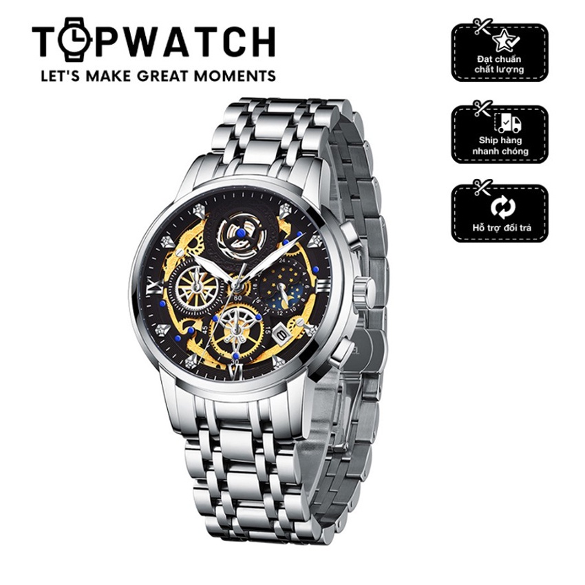 ĐỒNG HỒ NAM VAVA VOOM TOPWATCH CHÍNH HÃNG - ĐỒNG HỒ LỘ CƠ LỊCH LÃM, DÂY THÉP KHÔNG GỈ CHỐNG NƯỚC