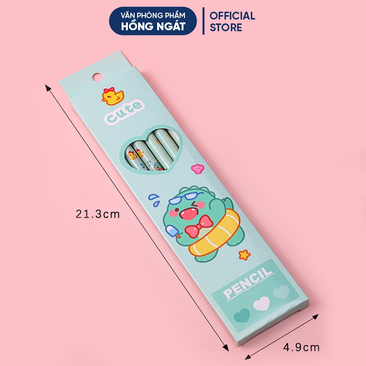 Hộp 6 bút chì hb cho bé, bút chì gỗ cute văn phòng phẩm đồ dùng học tập dễ thương làm quà tặng học sinh QT12