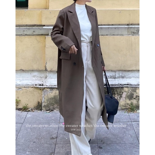 Áo khoác măng tô dáng vest kèm đai Hàn Quốc (ảnh thật)