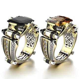 Nhẫn titan mạ vàng đính đá thời trang