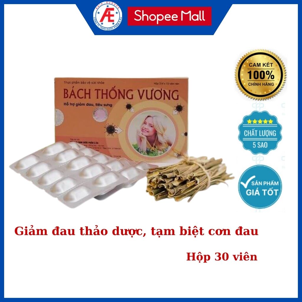 Bách thống vương hỗ trợ giảm đau từ thảo dược DƯỢC PHẨM Á ÂU hộp 30 viên