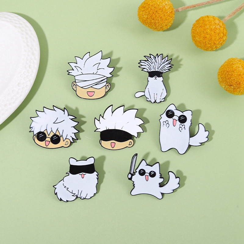 Anime Jujutsu Kaisen Enamel Brooch Pins Cute Animal Cat Lapel Badges Jewelry Accessories Gifts