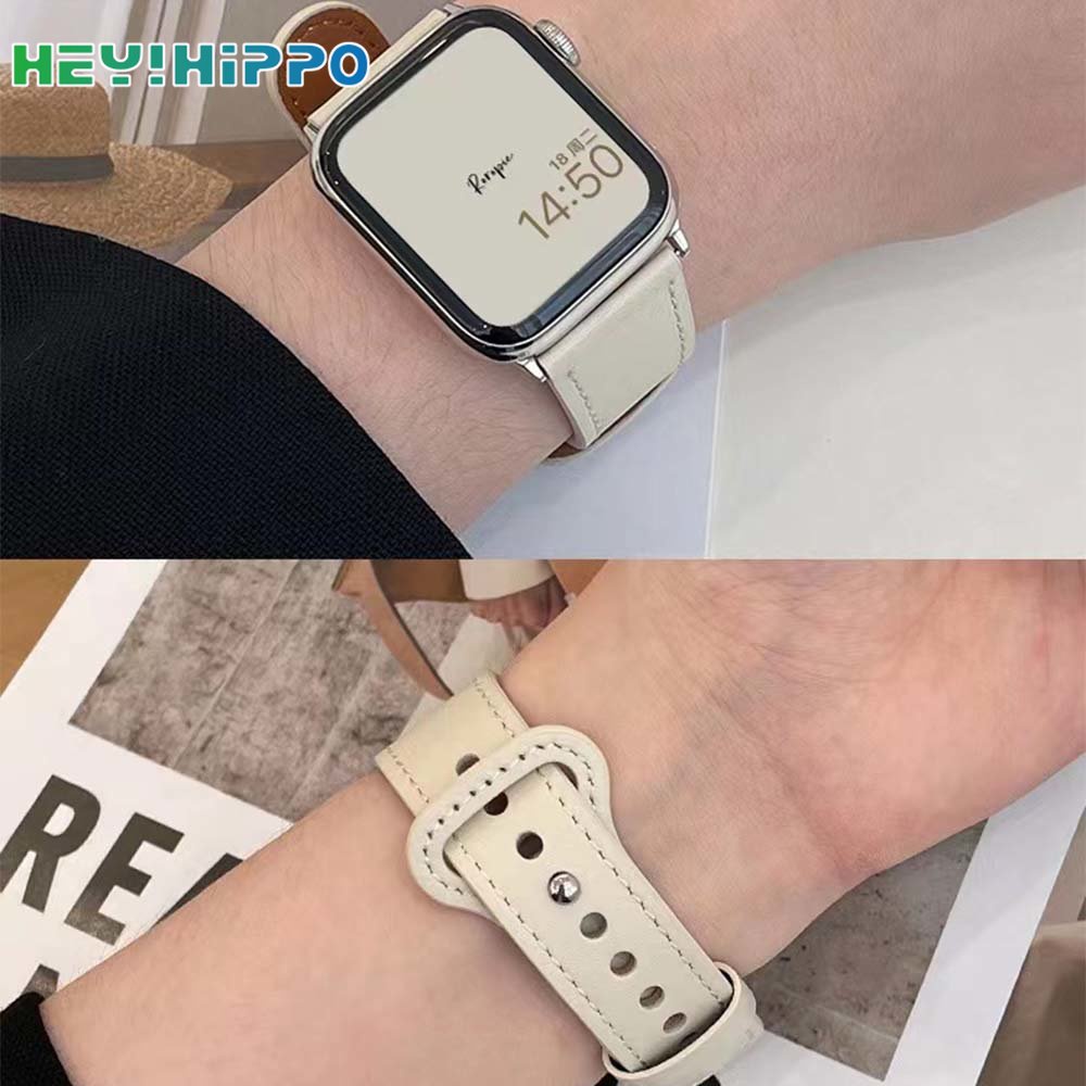 Dây Đeo Bằng Da Kiểu Núm Vú Giả Cho Đồng Hồ Thông Minh Series 8 / 7 / 6 / 5 / SE / 4 iwatch 45 / 44 / 42 / 41 / 40 / 38mm