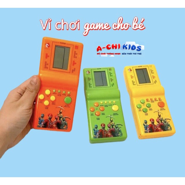 Đồ Chơi Thông Minh Máy Điện Tử Chơi Game Xếp Gạch Hình Cầm Tay 4 Nút Bấm Có Nhạc Cho Bé Trai.