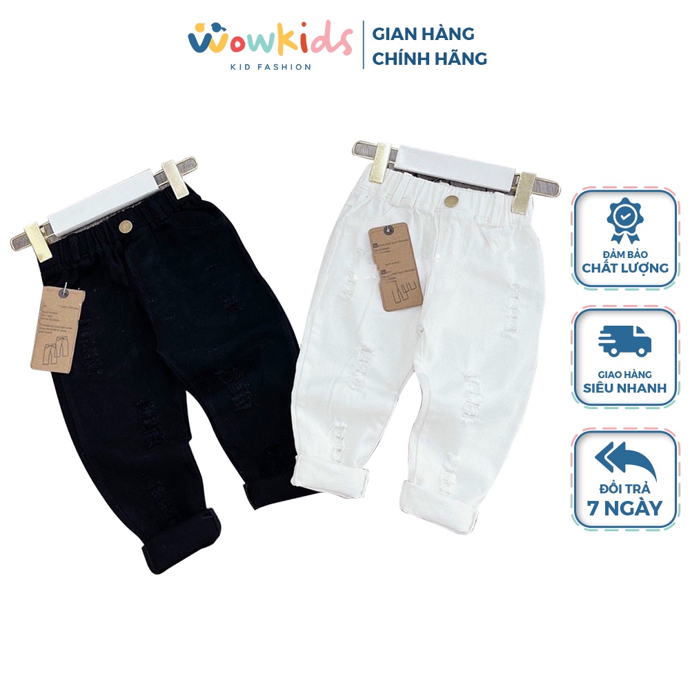 Quần Kaki Co Giãn 4 Chiều WOWKIDS 2 Màu Đen Trắng Cho Bé Trai/Bé Gái Đi Học