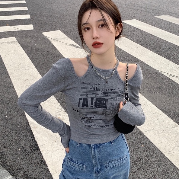 ZHELIHANGFEI Áo Dệt Kim Tay Dài Lưng Cao Dáng Ôm Quyến Rũ Cho Nữ