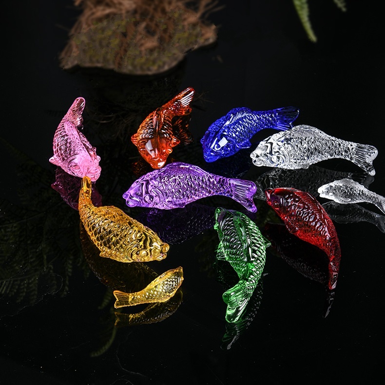 Cá chép Trưng Bày Phong Thủy Chất Liệu Thủy Tinh Đủ Màu Sắc (Size 50mm)