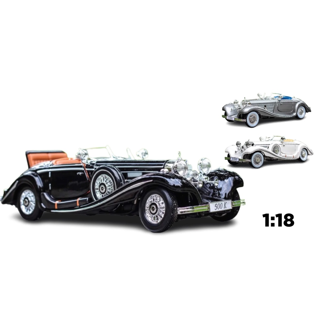 Mô hình xe Mercedes Benz 500k Typ Special Roadster 1936 Grey 1:18 Maisto 3996