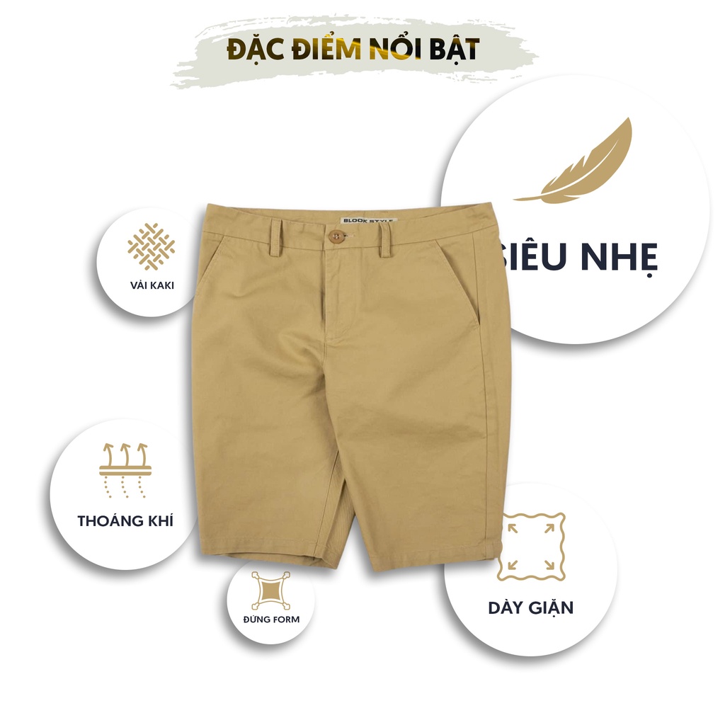 Quần short kaki nam BLOOK chất vải kaki phom lửng ngang gối 30081