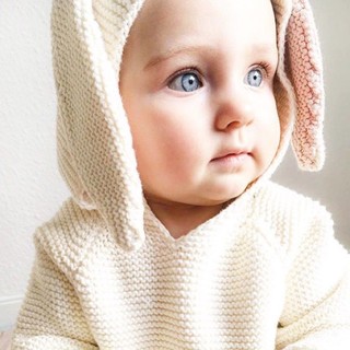 Áo len GAP trắng be tai thỏ cute