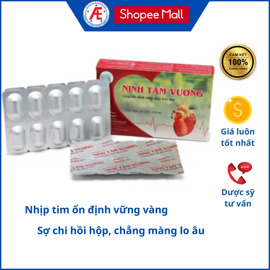 Ninh Tâm Vương - dùng cho người rối loạn nhịp tim, hộp 30 viên