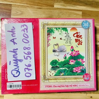 Tranh đính đá CHA MẸ 65x52cm chưa đính 77391