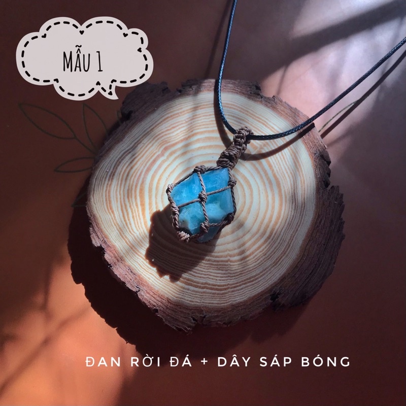 Dây chuyền phong thuỷ Aquamarine  đan macrame