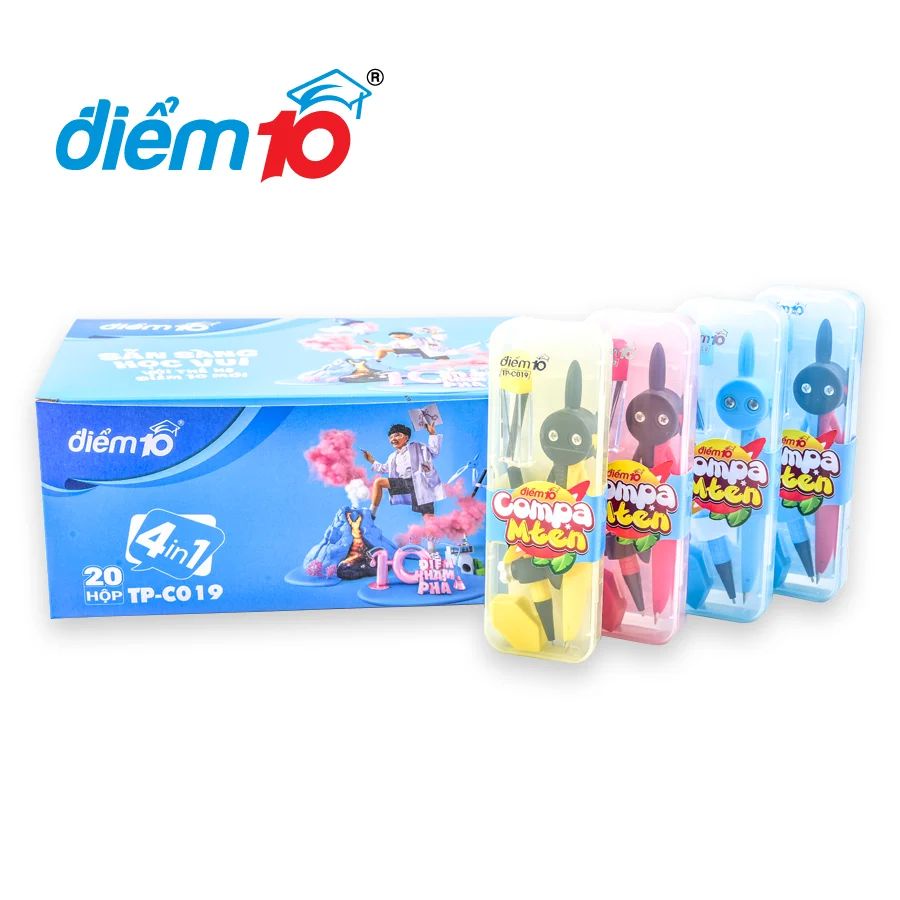 [Chọn màu] Compa chì kim Điểm 10 MTEN TP-C019 / Compa Thiên Long C019 sử dụng chì kim 4 in 1