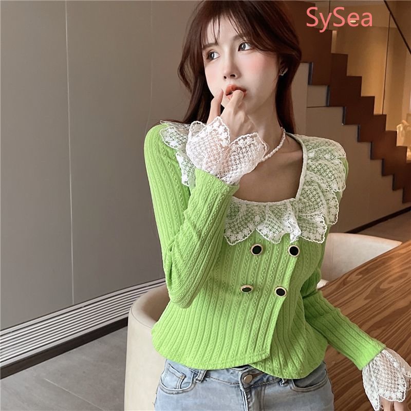 Áo Cardigan Dệt Kim Phối Ren Thời Trang Mùa Thu Dành Cho Nữ