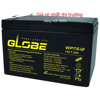 Bình Ắc Quy Khô Globe 12V7.5Ah - WP7.5-12 MỚI 100% cho Bộ lưu điện UPS, xe đạp điện