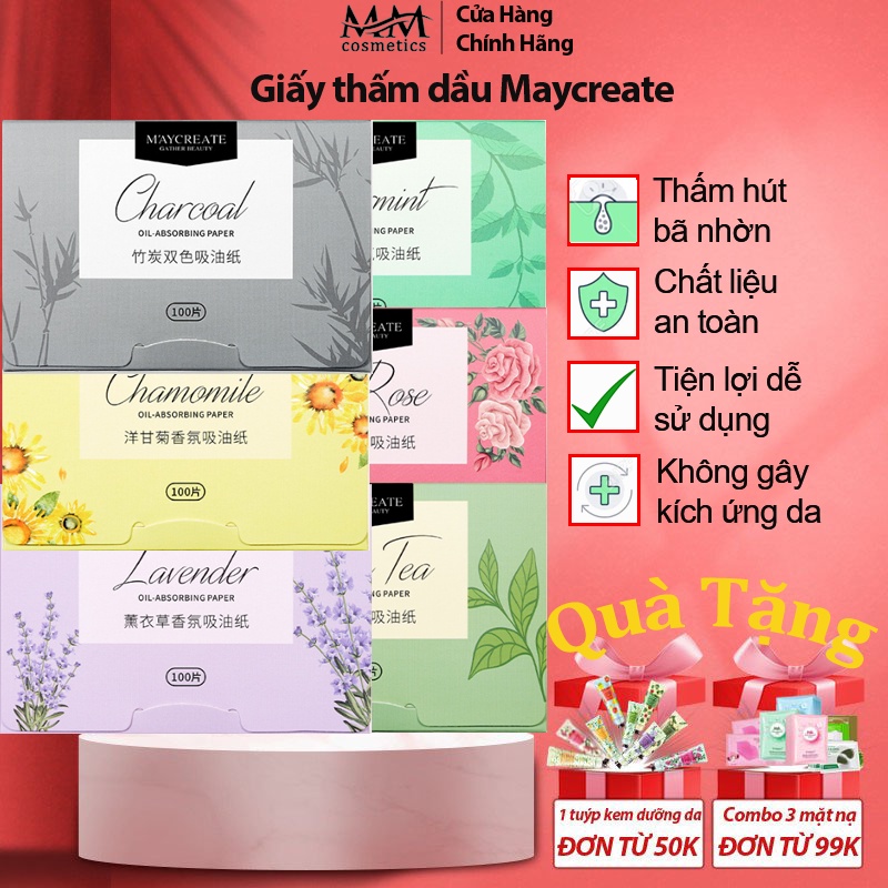 Giấy thấm dầu Maycreate cao cấp 100 miếng thấm hút nhanh chất liệu an toàn