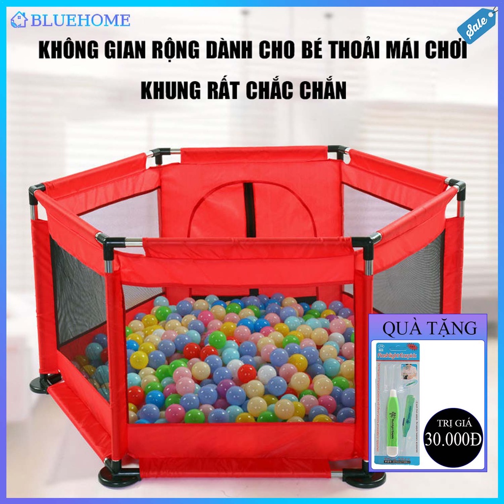 Quây cũi kiêm nhà bóng cho bé khung inox chắc chắn an toàn tặng kèm 10 bóng