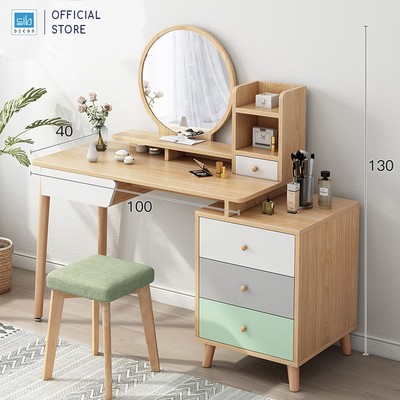 [Giao lắp tại TP.HCM] Bàn Phấn Trang Điểm Phong Cách Bắc Âu Hiện Đại Với Chân Gỗ SIB Decor BTD09 (Không Kèm Ghế)