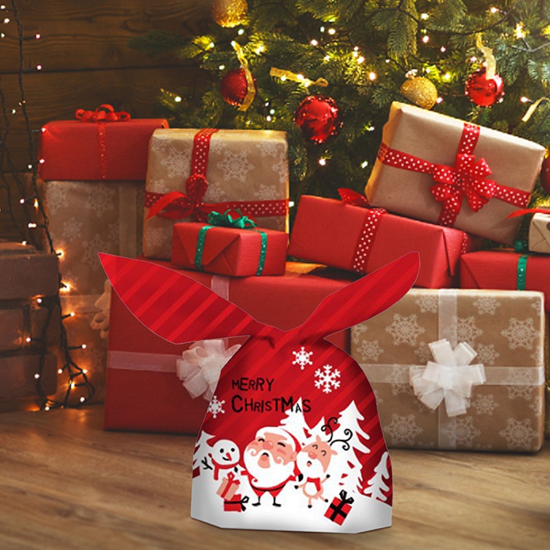 Set 50 Túi Nhựa Đựng Kẹo Họa Tiết Giáng Sinh Dễ Thương