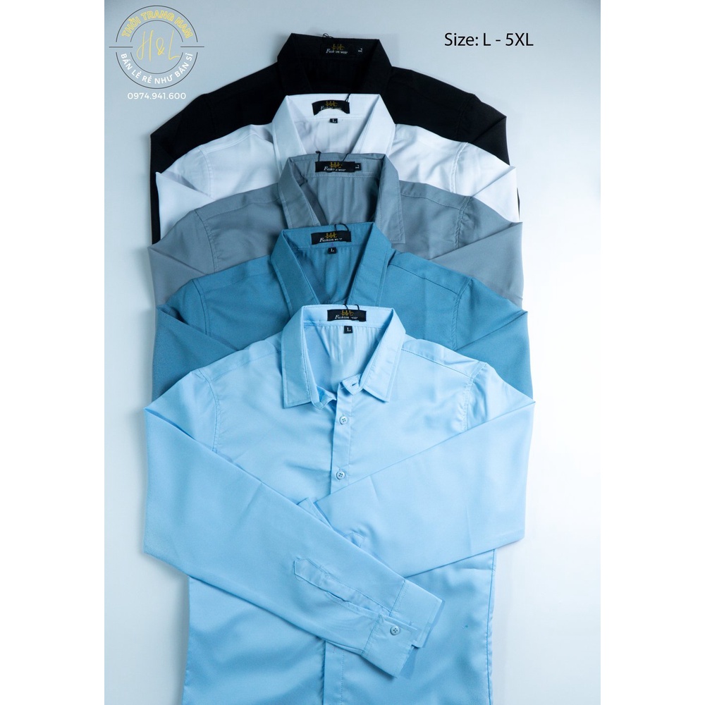 Áo sơ mi nam tay dài cổ bẻ vải kate cao cấp – Shop thời trang nam H&L
