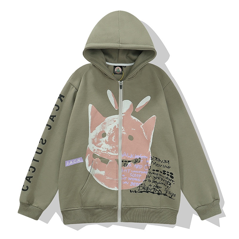 Áo Hoodie Travis Scott Phối Khóa Kéo Thiết Kế Mới Năng Động Thời Trang