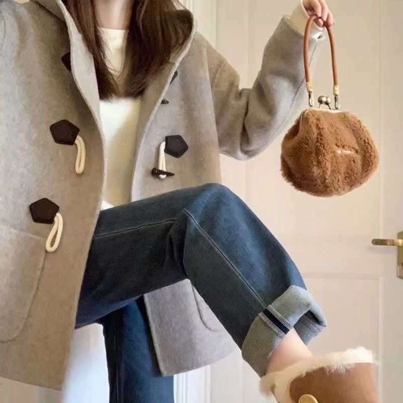 Áo khoác Dạ ép có mũ khuy sừng màu S/M/L/XL phong cách Hàn Quốc