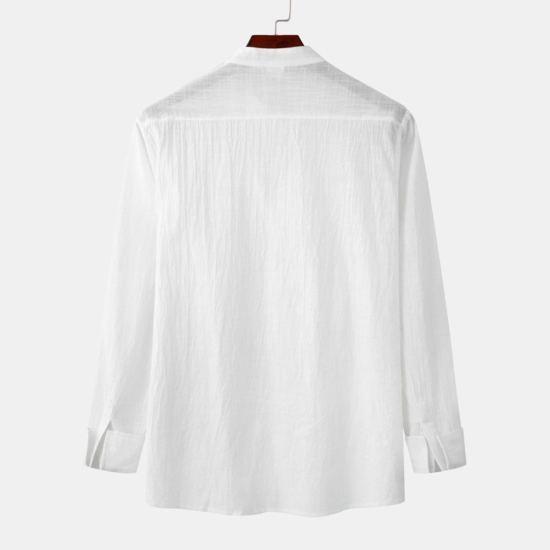 Áo Sơ Mi cotton Lanh Mỏng Tay Dài Màu Trơn Thời Trang Cho Nam