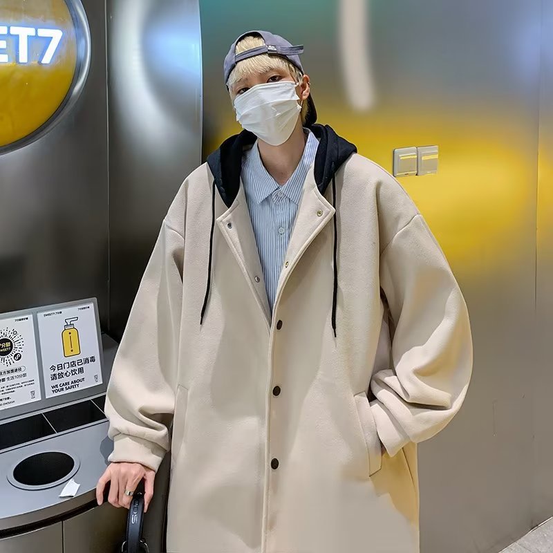 Áo Khoác Nam Dáng Dài Phối Mũ 2 Lớp From Rộng, Áo Cardigan Unisex Chất Dày Dặn Phong Cách Hàn Quốc