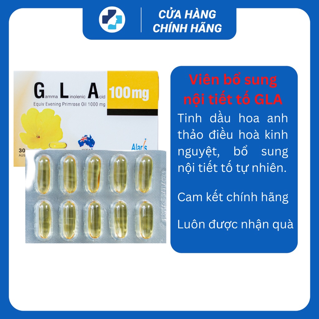 Tinh dầu hoa anh thảo GLA ,Úc, hỗ trợ cân bằng nội tiết, làm đẹp da, tóc, móng cho nữ (30v/ hộp)Mỹ Pháp Pharmacy