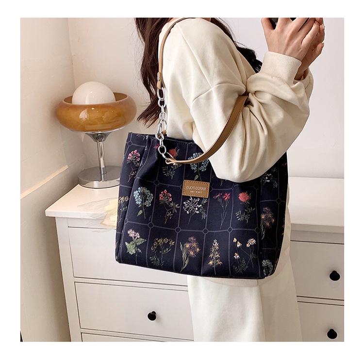 Túi Xách Canvas Sức Chứa Lớn Thời Trang Cao Cấp Phong Cách Hong Kong