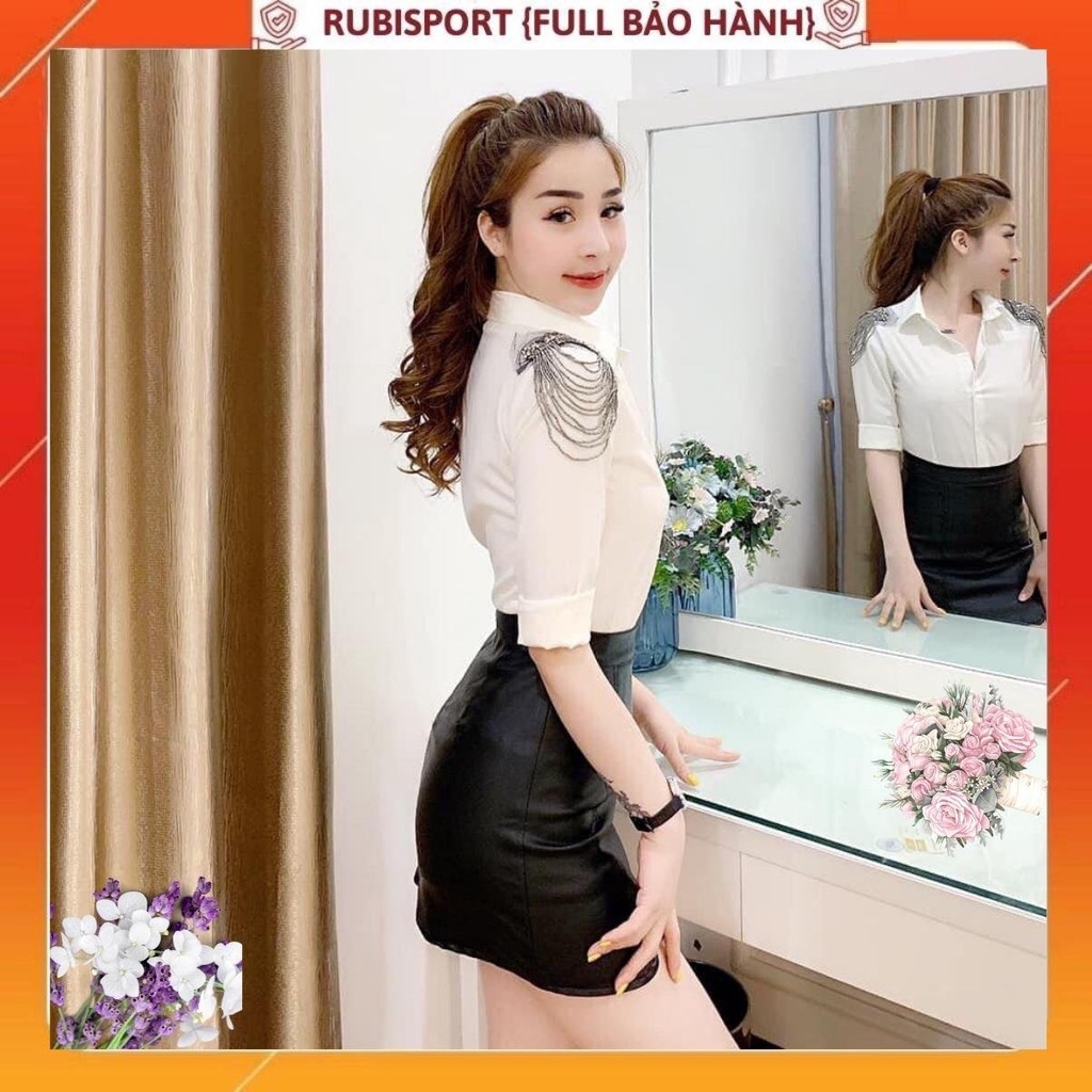 Set áo sơ mi hàng thiết kế, quần giả váy da hàng chính chủ chuẩn hình ảnh.