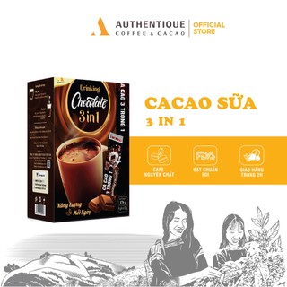 Bột Cacao sữa 3in1 Drinking Chocolate - Hộp 8 gói x 22g  - Đậm vị Socola | Authentique Cacao