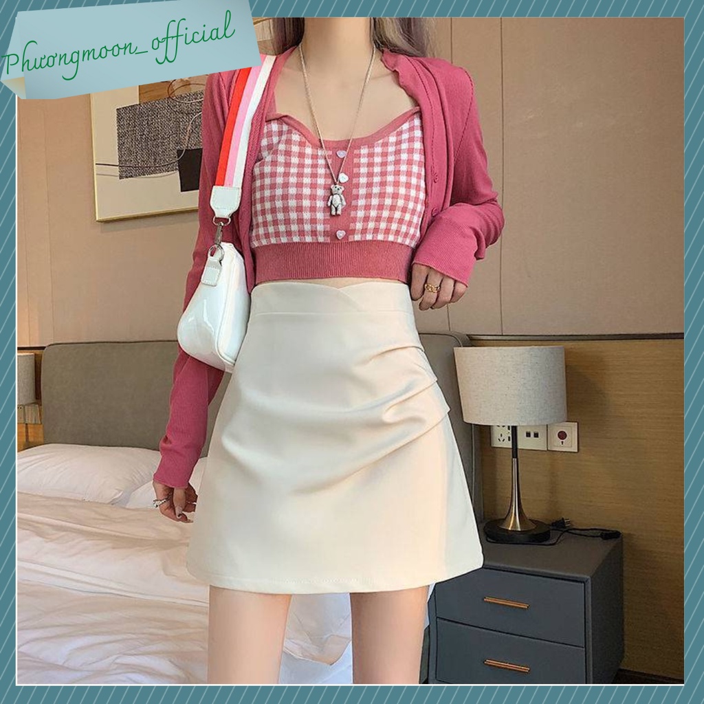 Chân váy chữ a HOTHIT, vải tuyết mưa, nhún eo tiểu thư sang chảnh