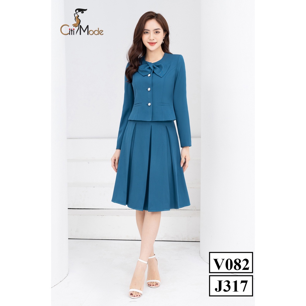 Vest công sở CITI MODE FASHION thiết kế dài tay phối cổ cách điệu V082
