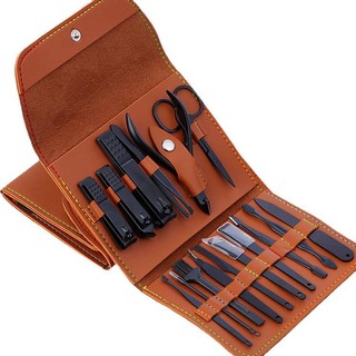 Bộ dụng cụ cắt móng tay 16 món nâu thép không gỉ - bấm móng tay cao cấp