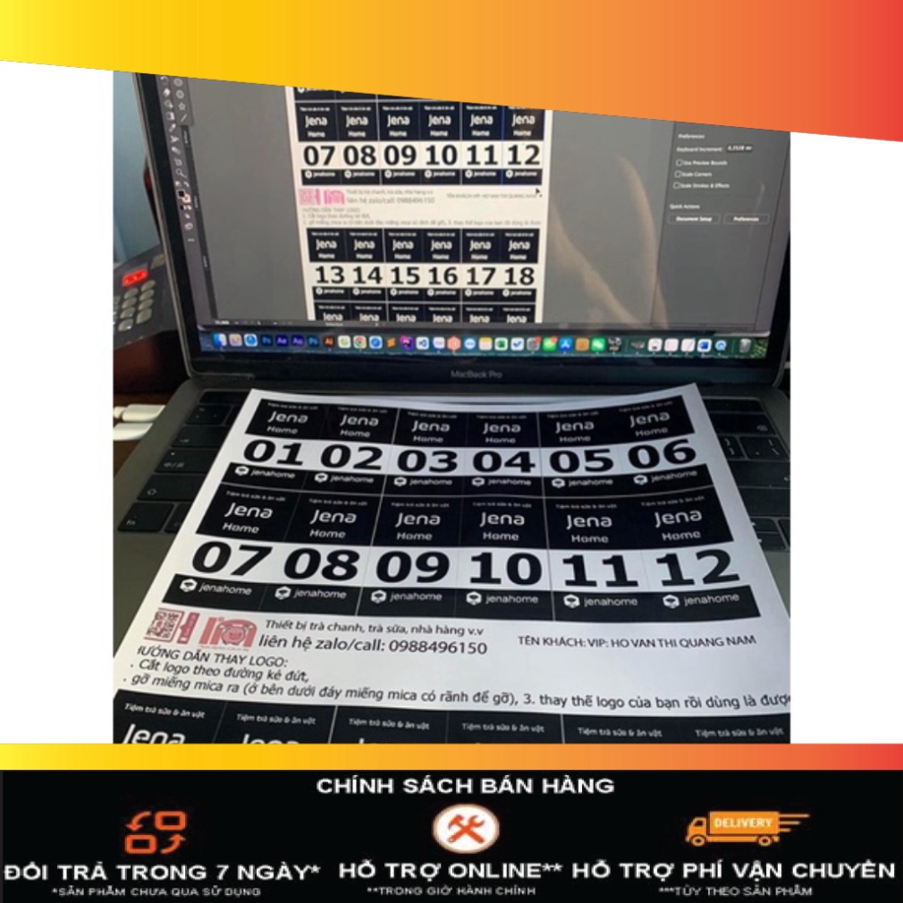 ivn029 dịch vụ in logo thẻ rung tự phục vụ chip order quán trà chanh trà sữa nhà hàng 8heo.com