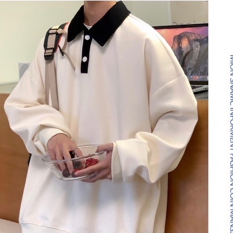 Áo polo tay dài unisex,thiết kế phối cổ 3 màu ms Poco