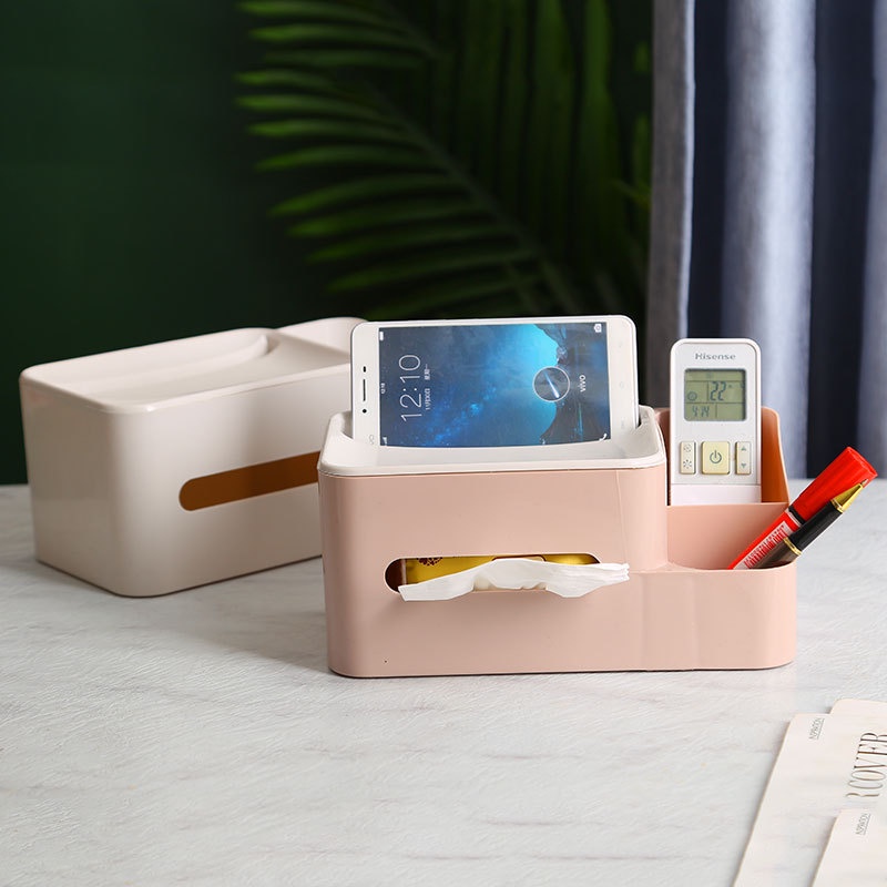 PVN51957 Hộp đựng khăn giấy rút đa năng 3in1 kèm khay để điều khiển remote, bút viết, mỹ phẩm Giá Rẻ