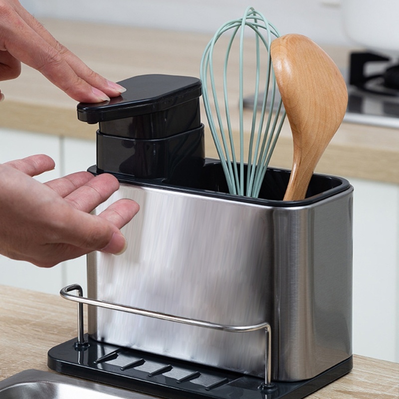 Giá Đỡ Bọt Biển Rửa Tay Có Ngăn Đựng Xà Phòng Dễ Lau Chùi Cho Nhà Bếp
