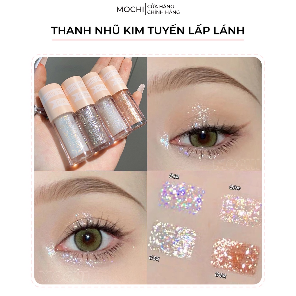Thanh Nhũ Kim Tuyến Lấp Lánh Sweet Mint Bắt Sáng Trang Điểm Mắt I Phấn Mắt Dạng Lỏng Makeup MOCHI SHOP
