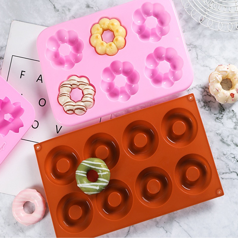 Khuôn Silicone Donut Làm Bánh Ngọt-Khuôn Làm Socola Bánh Mousse Fondant-Khuôn Bánh Rán Vòng Tròn Làm Trang Trí Bánh