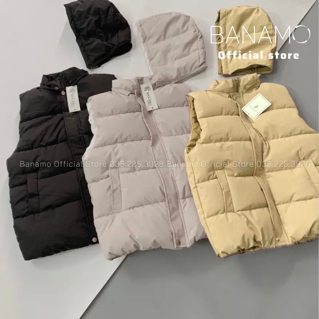 Áo khoác gile Banamo Fashion áo phao gile nữ có mũ 3939