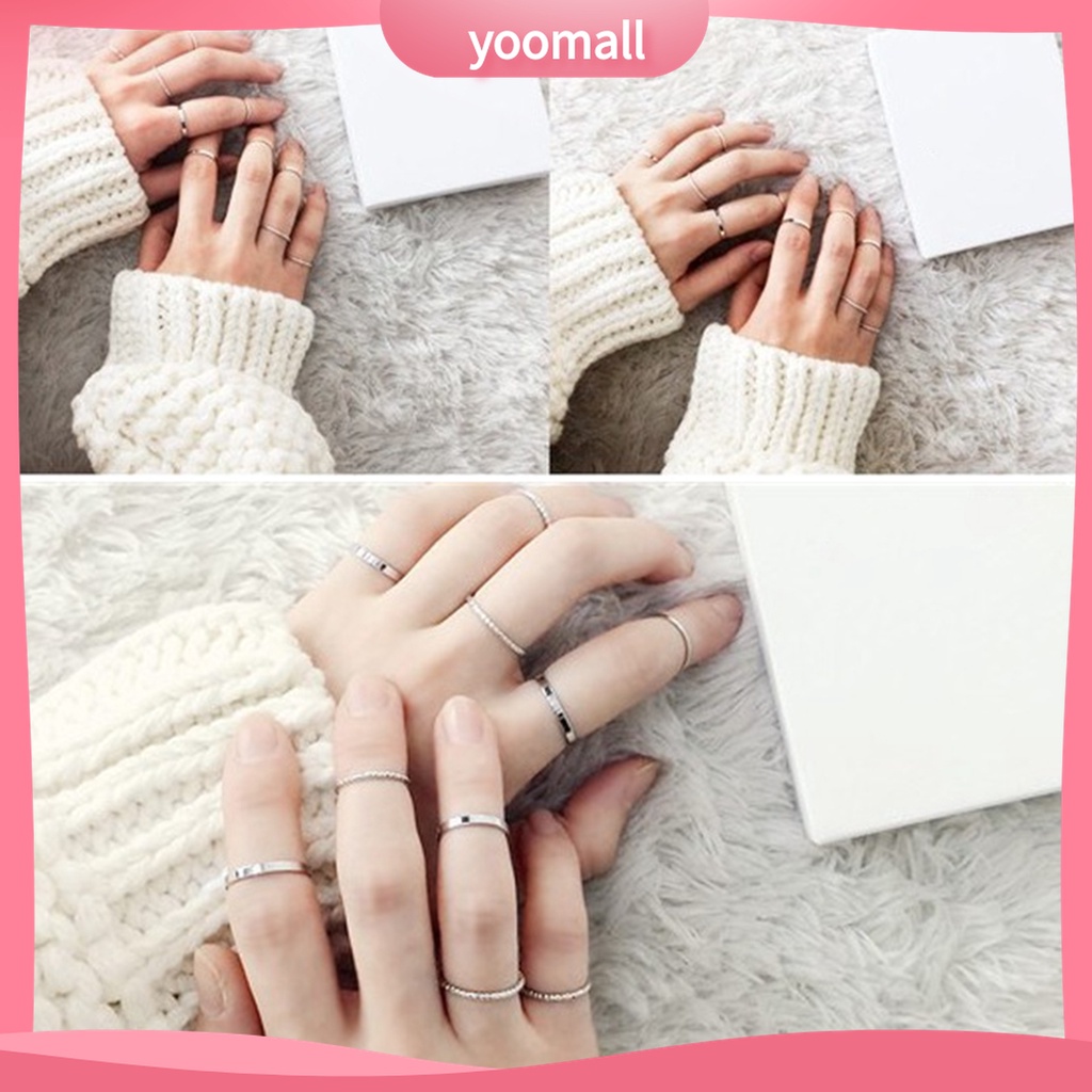(Yoomall) Set 10 Nhẫn Xỏ Ngón Màu Sắc Tinh Khiết Nhẹ Nhàng Dễ Phối Đồ Cho Nam Và Nữ