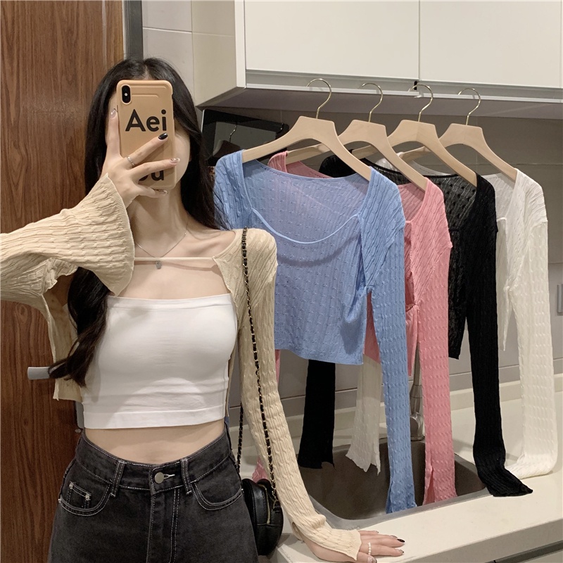 Áo Sơ Mi Dài Tay Màu Trơn Thiết Kế Ngọt Ngào Thời Trang Cho Nữ