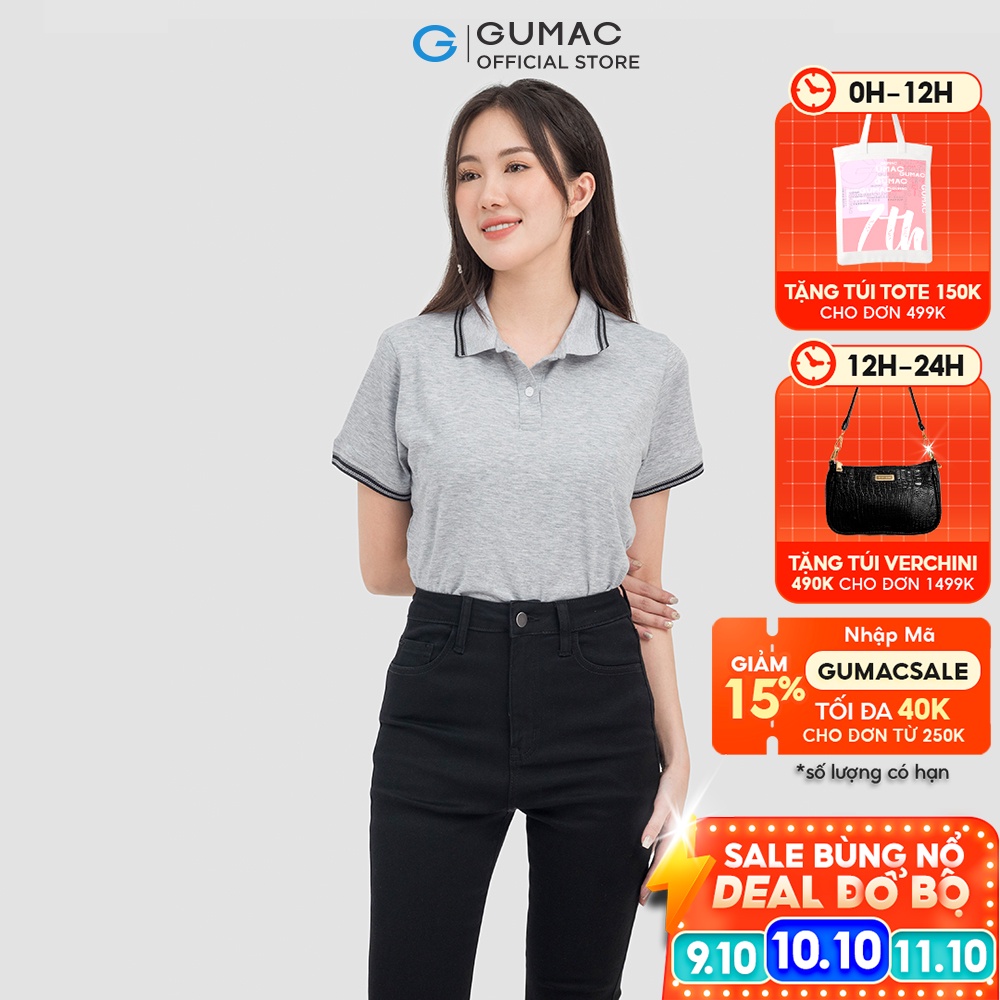 Áo polo nữ thời trang GUMAC phối bo ATC07002
