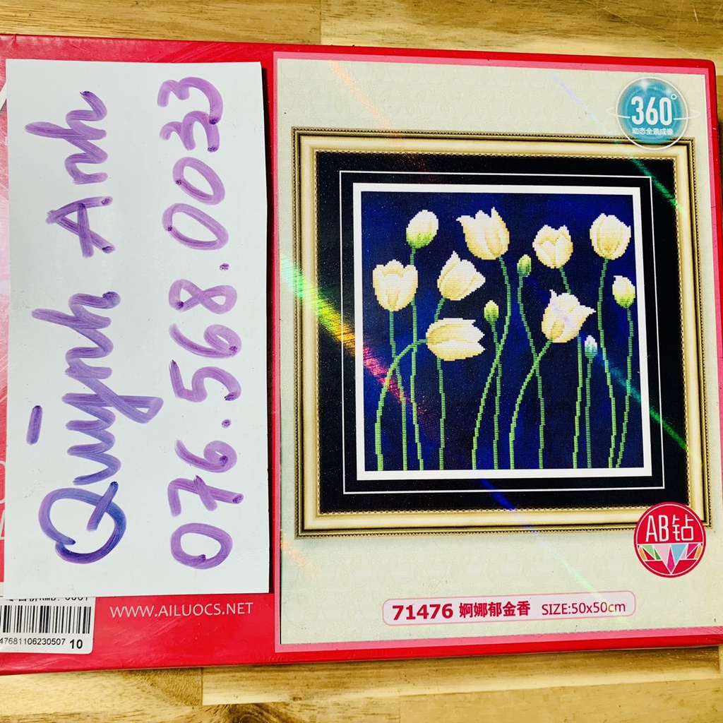 Tranh đính đá HOA TULIP 50x50cm chưa đính 71476