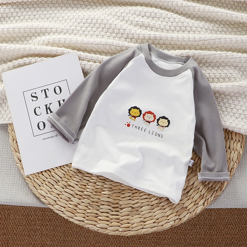 Áo Thun Tay Dài Vải Nhung 73-130cm In Họa Tiết Hoạt Hình Phong Cách Đức / Hàn Quốc Thời Trang Thu Đông Xinh Xắn Cho Bé